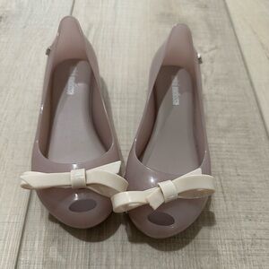 Mini Melissa Blush Flats with Cream Bow Girls 13